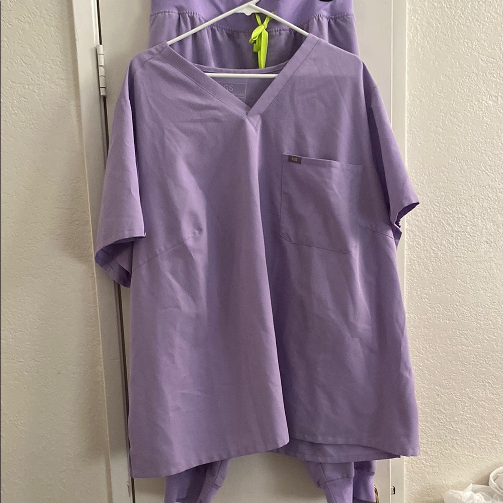 Lavender V-Neck Scrub Top
